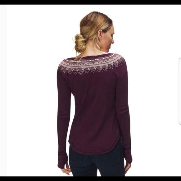 𝅺FREE People Fair Isle Embroidered Thermal Henley - Picture 9 of 10